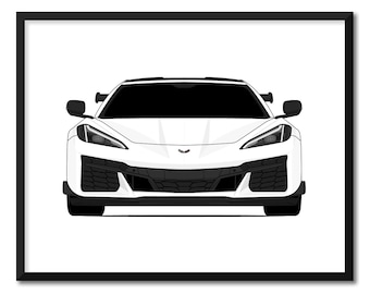 Pôster decorativo de parede feito à mão do Chevrolet Corvette C8 Z06 com pacote de fibra de carbono (2023-presente) - CX1 (sem moldura)