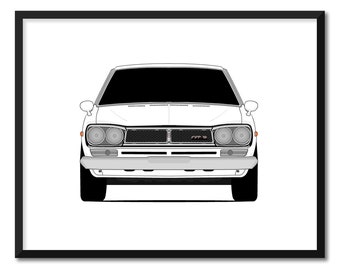 Nissan Skyline GT-R KPGC10 (1969-1972) Car Poster Print Wall Art