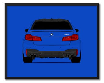 Affiche de voiture BMW M5 (2017-2020) F90 (arrière) impression murale art déco CX1 (sans cadre)