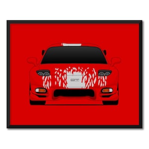 Mazda RX-7 FD (1992-2002) Fast Furious Movie Inspired Car Poster Print Wall Art Driven by Dominic Toretto (Vin Diesel) BX5 (Unframed)