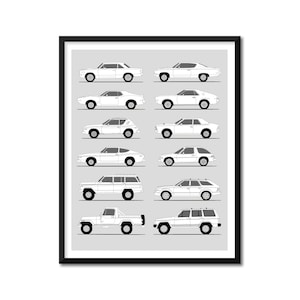 AMC Inspired Poster (Side Profile) Print Wall Art Decor Best of American Motors Corporation Generations History Evolution BX1 (Unframed)