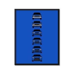 Nissan Skyline GT-R Generations Inspired Car Poster Print History Evolution Nissan Skyline GTR KPGC10 KPGC110 R32 R33 R34 R35 AX2 (Unframed)