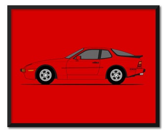 Porsche 944 (1983-1985) (Side Profile) Inspired Car Poster Print Wall Art Decor CX1 (Unframed)