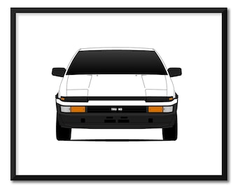 Toyota Trueno AE86 (1983-1987) Car Poster Print Wall Art Decor Hacki Roku Initial D Corolla Levin Sprinter CX1 (Unframed)