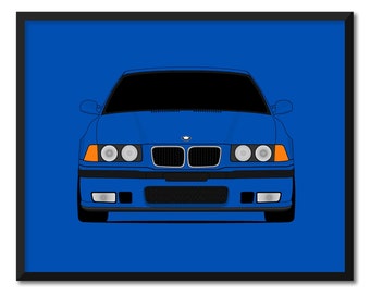 BMW M3 E36 (1995-1999) auto poster print kunst aan de muur decor BMW M Power CX1 (ingelijst)