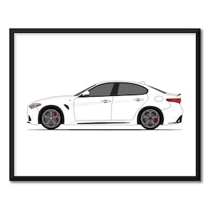Alfa Romeo Giulia Quadrifoglio 952 (2016-Present) (Side Profile) Inspired Car Poster Print Wall Art Decor (Speciale Veloce) CX3 (Unframed)