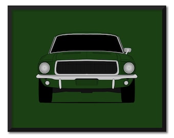 Ford Mustang Bullitt (1967-1968) posterafdruk kunst aan de muur decor CX1 (ingelijst)
