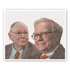 Warren Buffet & Charlie Munger Inspired Poster Photo Mosaic Gift Investing Wisdom from Berkshire Hathaway for Stock Market Investors Art BX6