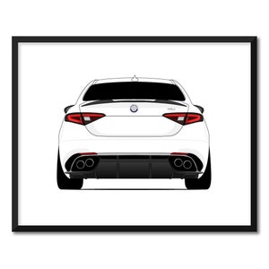 Alfa Romeo Giulia Quadrifoglio 952 (2016-Present) (Rear) Inspired Car Poster Print Wall Art Decor (Speciale Veloce) Re CX1 (Unframed)