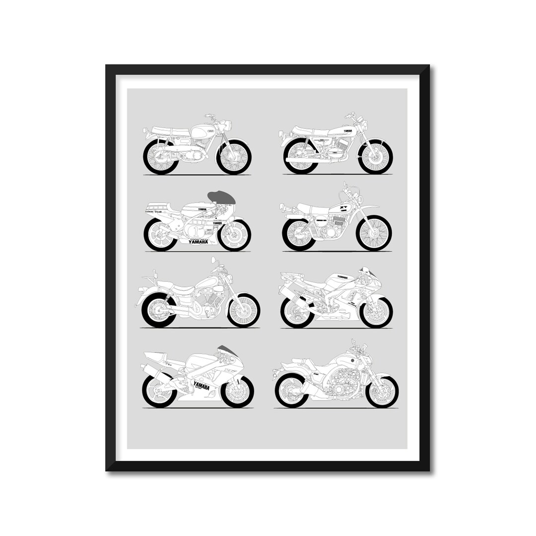 Yamaha Motorcycle Inspired Poster Print Wall Art Best of Yamaha ...