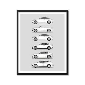 BMW 2 Series Inspired Car Poster (Side Profile) Print Wall Art of BMW 2 Series F22 E82 E88 F20 F21 F40 Generations History Evolution BX1