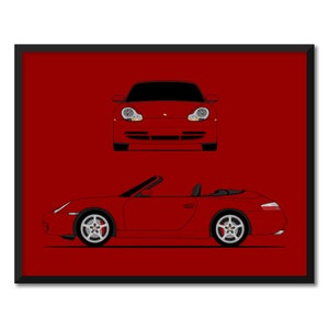 Porsche 911 996 (1999-2001) (Front and Side) Inspired Car Poster Print Wall Art Decor Carrera Turbo DX3 (Unframed)