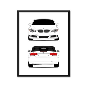 BMW E92 E93 328i (2007-2010) (Front and Rear) Inspired Car Poster Print Wall Art E90 E91(316i 318i 320i 325i 328i 330i) CX1 (Unframed)