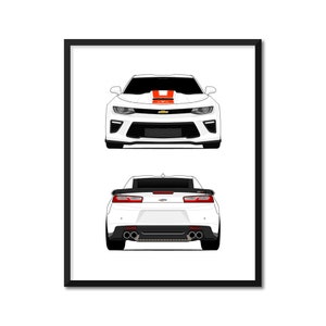 Chevy Camaro Yenko (2016-2018) 6th Generation (Front and Rear) Inspired Car Poster Print Wall Art Decor DX1 (Unframed)