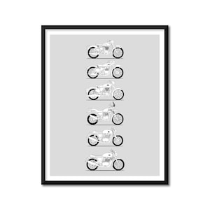 Royal Enfield Motorcycle Inspired Poster Print Art Best Enfield Cycle Motorbikes History Evolution Generations Motorcyclists BX1 (Unframed)
