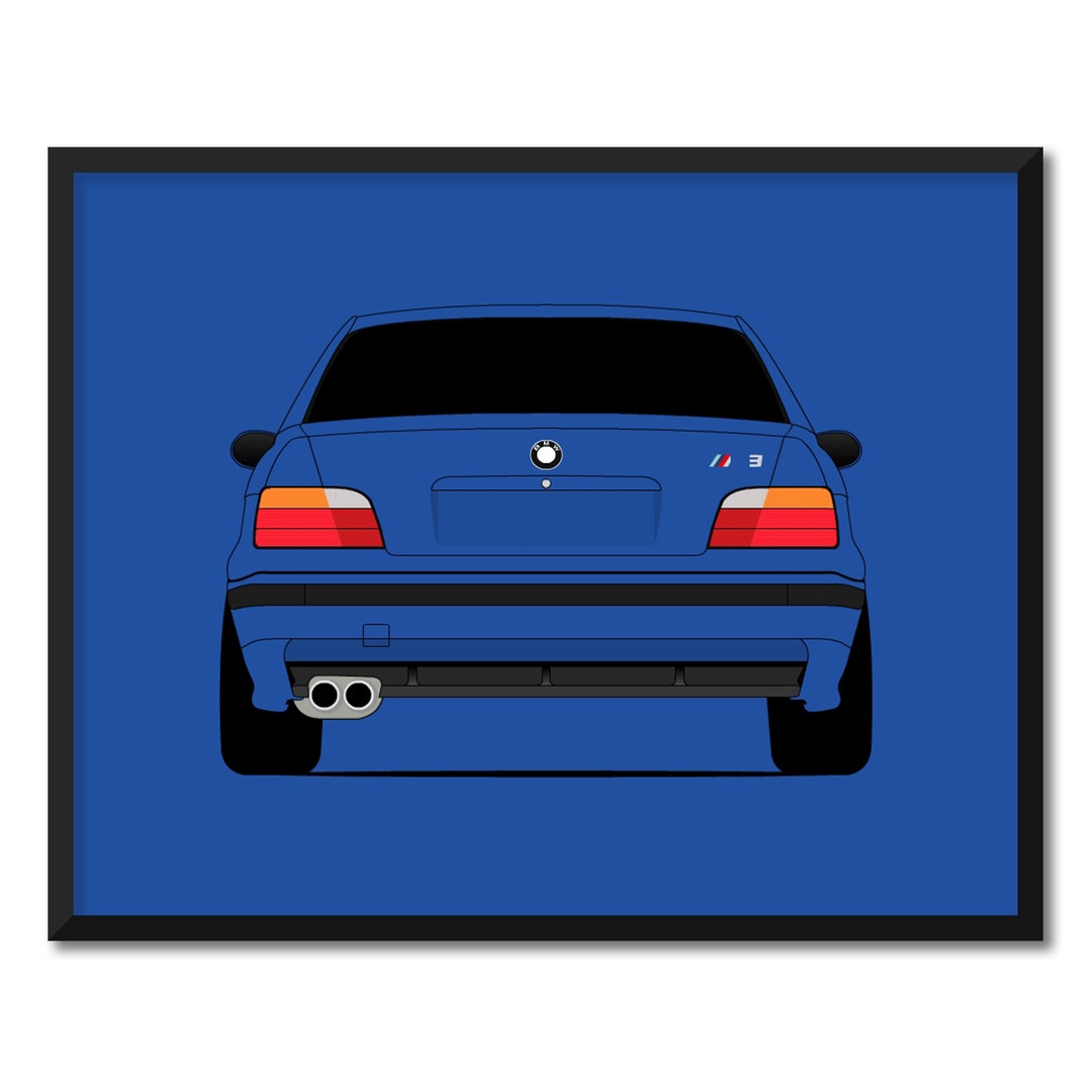BMW M3 E36 (1995-1999) (rear) Car Poster Print Wall Art Decor BMW M ...