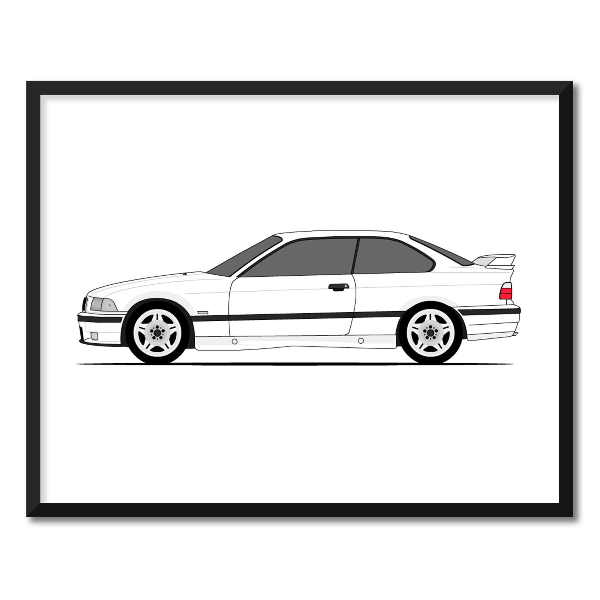 BMW M3 E36 19951999 Side Profile Inspired Car Poster