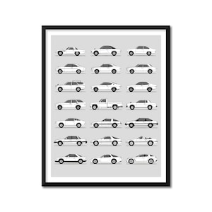 Mazda Rotary Inspired Car Poster (Side Profile) Print of Mazda Rotary R100 RX-2 RX-3 Savanna RX-4 Cosmo Generations History Evolution BX1