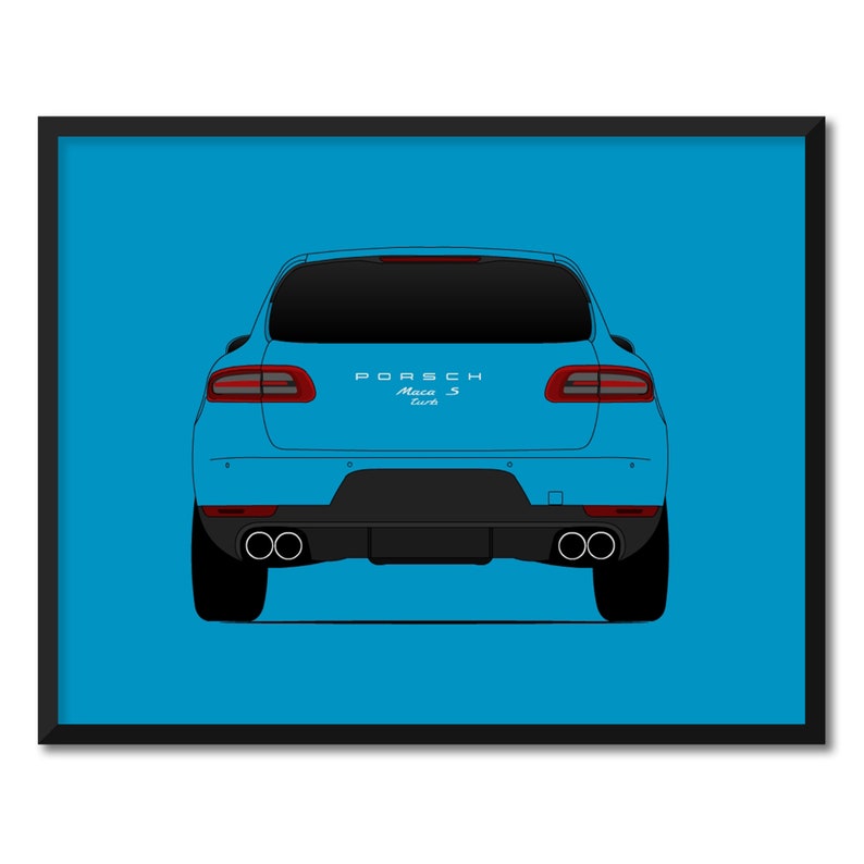 Porsche Macan  Turbo S Rear View Poster  Print Wall Art 