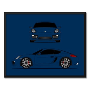 Porsche Cayman S 981 (2012-2016) (Front and Side) Inspired Car Poster Print Wall Art Decor DX3 (Unframed)