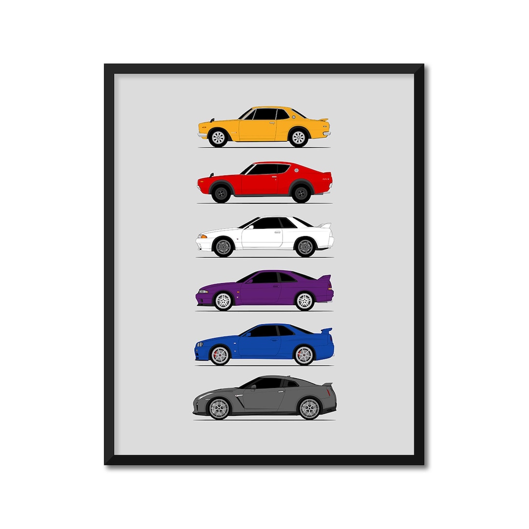 Nissan Skyline GT-R Generations Poster (side Profile) Print Art