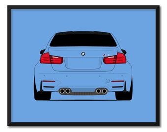 BMW M3 F80 (2014-2017) (achterkant) auto poster print muurkunst decor BMW M Power CX1 (ingelijst)