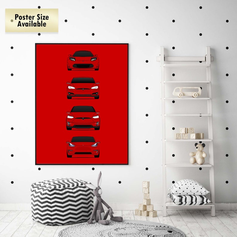 Tesla Car Poster Print Wall Art of the History and Evolution | Etsy