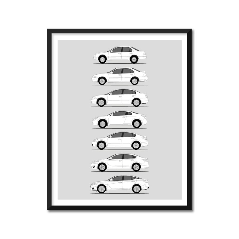 Nissan Altima Car Poster (side Profile) Print Wall Art Decor of Nissan ...