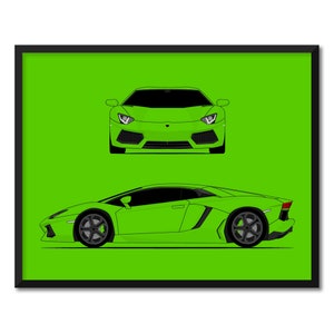Lamborghini Aventador (Front and Side) Inspired Car Poster Print Wall Art Decor DX3 (Unframed)