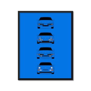 Porsche Front Engine 924 928 944 968 Generations Inspired Car Poster Print Wall Art of the History and Evolution of Porsche AX2 (Unframed)