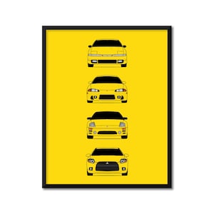 Mitsubishi Eclipse Inspired Car Poster Print of the History and Evolution of the Mitsubishi Eclipse 1G 2G 3G 4G Facelift AX2 (Unframed)