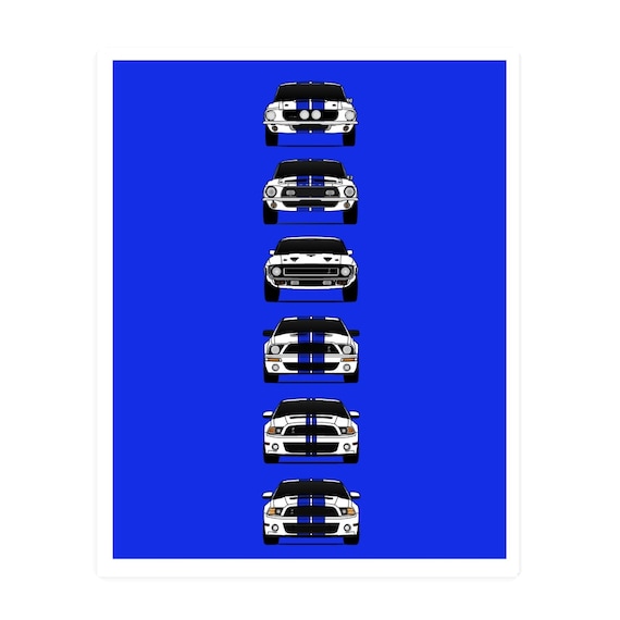 Shelby Mustang GT500 Poster Print Wall Art of the History and Evolution of the Ford Shelby GT500
