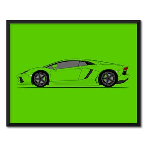 Lamborghini Aventador (2011-2016) (Side Profile) Inspired Poster Print Wall Art Decor CX3 (Unframed)