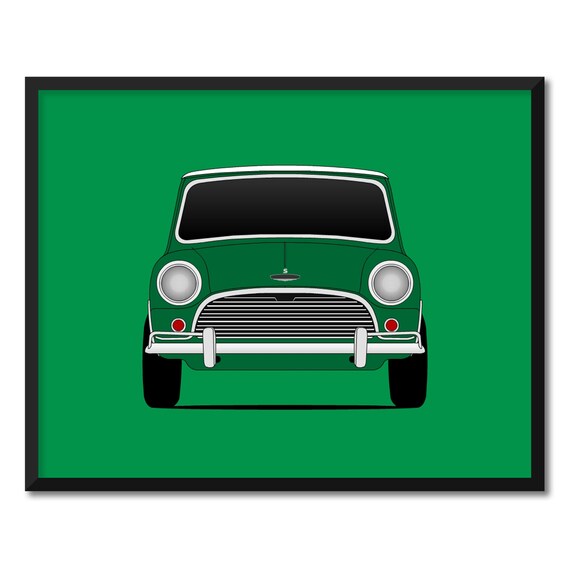 Austin Mini Classic Car Mini Cooper Poster Print Wall Art Etsy
