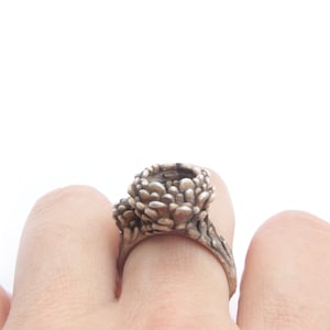 925 Sterling Silver Botanical Ring with Hidden Flower | Organic Lost Wax Casting Design