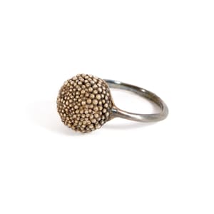 Standout Ring with Granule Texture and Thin Band, Lost Wax Creation