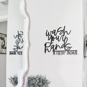 Wash your hands ya filthy animal, bathroom signs, bathroom wall decor, wood word cut out, wedding gift, wooden wall art, home decor