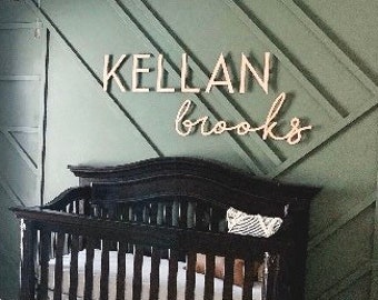 Large name sign, boho nursery sign, above crib name, layered baby name sign, double baby name sign, cut out, outlined sign, wood name sign