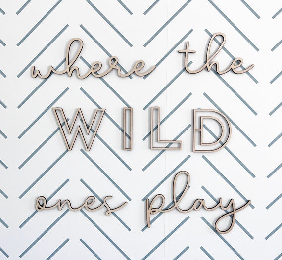 Where the Wild Ones Play Wood Wall Art - Kids Room Decor