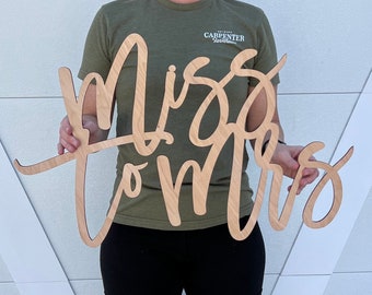 Miss to Mrs Bridal Shower Decor, Laser Cut Wood Sign
