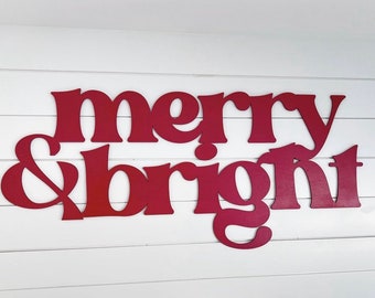 Merry & Bright wood sign, Christmas sign, holiday sign, Merry Christmas sign, wall decor, Christmas decor, Holiday decor, photo shoot deocr