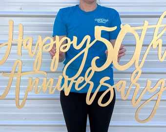 Happy Anniversary Sign, Happy 10th Happy 20th Happy 30th Happy 50th, Anniversary wooden sign, Anniversary decor, Anniversary backdrop