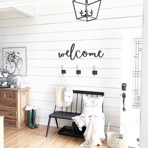 Laser Cut Wood Welcome Sign: Entryway Wall Decor