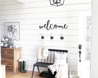 Laser Cut Wood Welcome Sign: Entryway Wall Decor