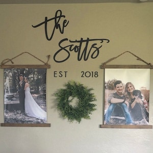 Custom Family Name Wood Sign: Laser Cut Wedding Decor