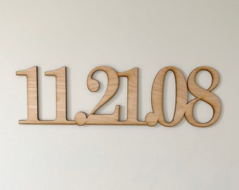 Custom Wood Date Sign, Anniversary Gift, Wedding Date, Laser Cut Wooden Wall Art