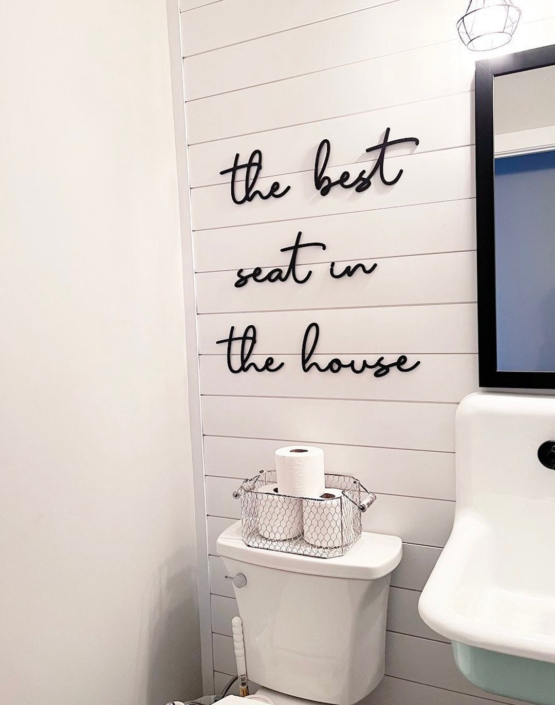Vivegate Funny Bathroom Sign - "The Best Seat In The House" Metal Wall Decor, 16x16 Inches, Black Rustic Style