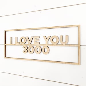 I love you 3000, marvel comics, marvel avengers end game, anniversary gift, wedding gift, nursery sign, laser cut signs, laser cut wood image 1