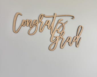 Rustic Farmhouse Congrats Grad Wood Sign | Graduation Party Decor