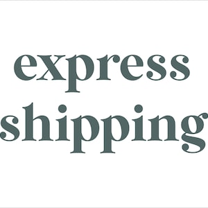 May include: Express shipping text in a dark teal color on a white background.